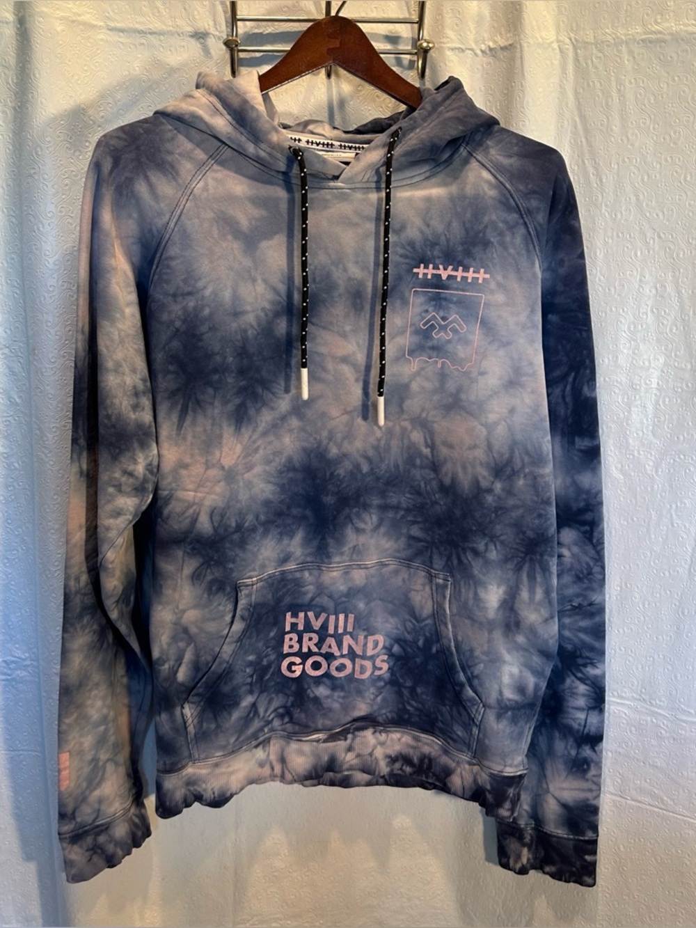 HVIII BRAND GOODS “Off Grid” HeavyWeight Blue Tie Dye Hoodie Sweatshirt Sz M